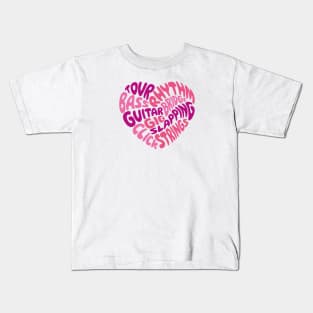 I love the bass guitar. Pink heart. Kids T-Shirt